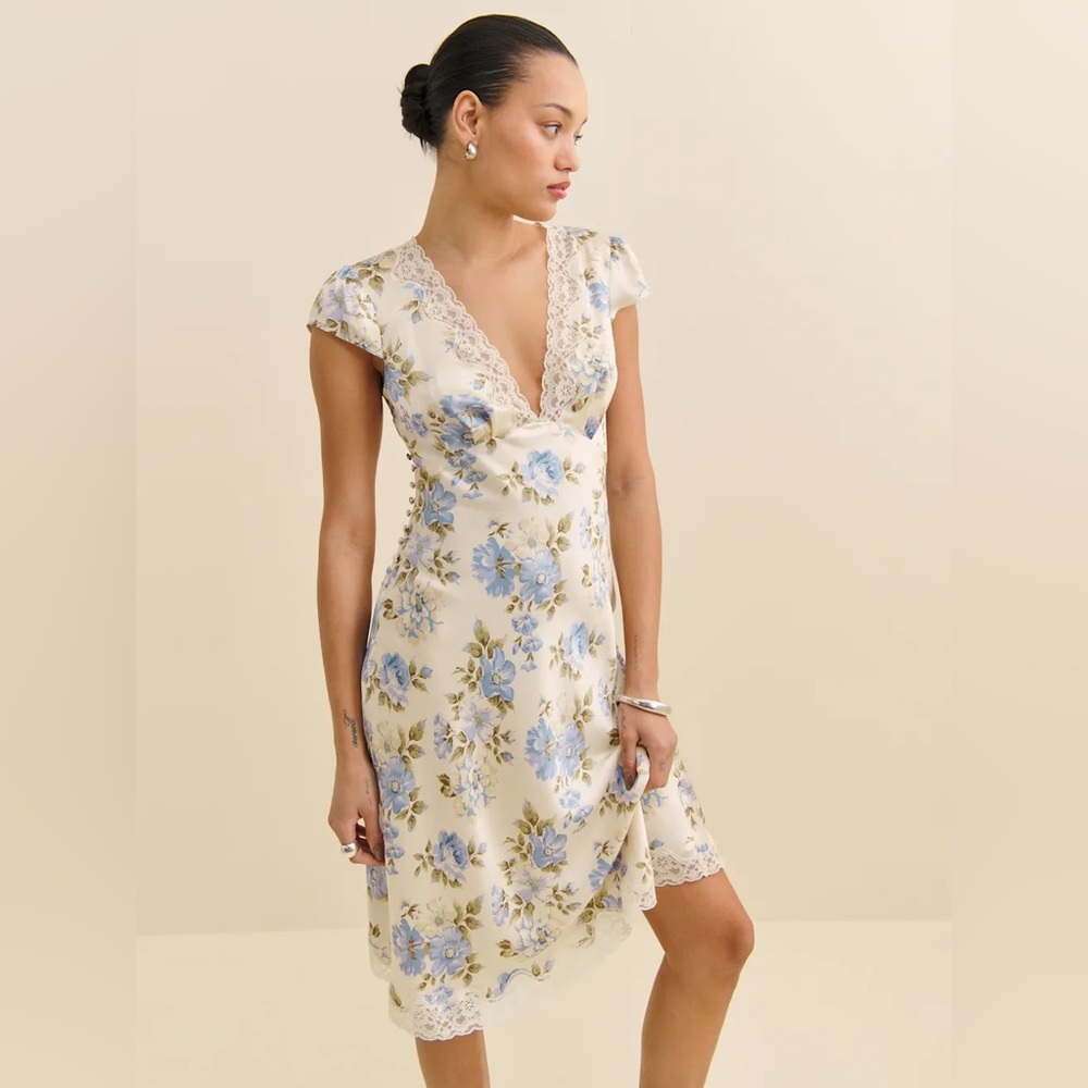 Reformation Florence Silk Dress in Romantic